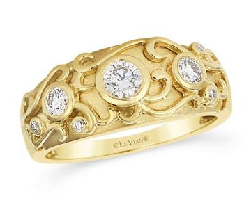 14KY "Honey" Gold Three-Stone Diamond Ring, 0.42 Carat TW